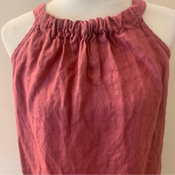 Bellambia Italy 100% Linen Ruffle Hem adjustable Neck Tie Dress - Picture 10 of 10